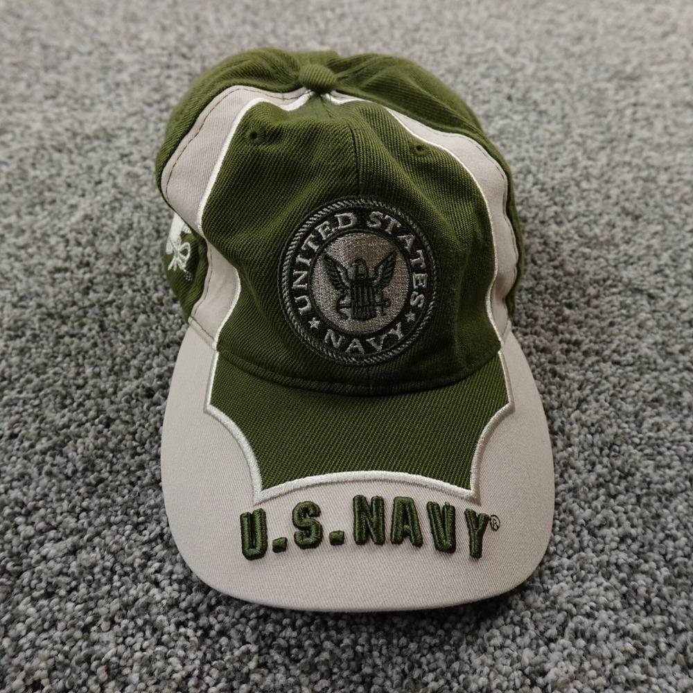 Navy Hat Mens Green Adjustable Strap Back Baseball Cap USA Military Army Veteran